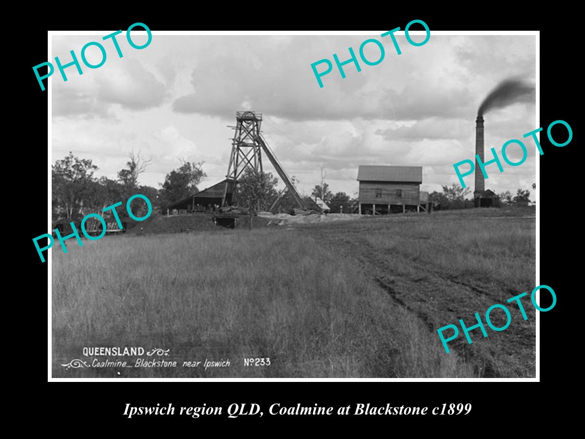 OLD LARGE HISTORIC PHOTO OF IPSWICH QLD, THE COAL MINE AT BLACKSTONE c1899