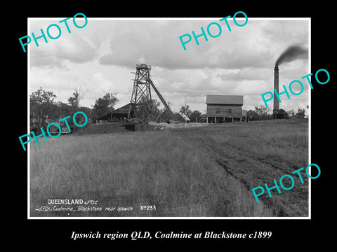 OLD LARGE HISTORIC PHOTO OF IPSWICH QLD, THE COAL MINE AT BLACKSTONE c1899