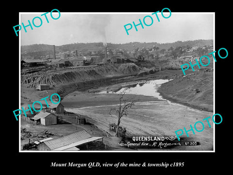 OLD LARGE HISTORIC PHOTO OF MOUNT MORGAN QLD, VIEW OF MINE & TOWN c1895 2