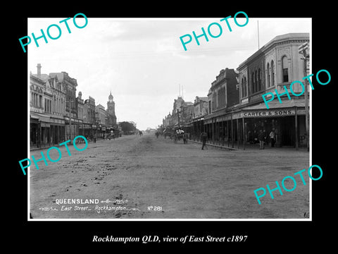 OLD LARGE HISTORIC PHOTO OF ROCKHAMPTON QLD, VIEW OF EAST STREET c1897 1