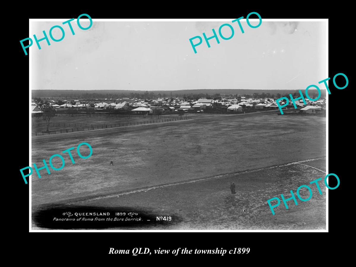 OLD LARGE HISTORIC PHOTO OF ROMA QLD, PANORAMA OF THE TOWNSHIP c1899