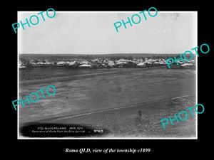 OLD LARGE HISTORIC PHOTO OF ROMA QLD, PANORAMA OF THE TOWNSHIP c1899