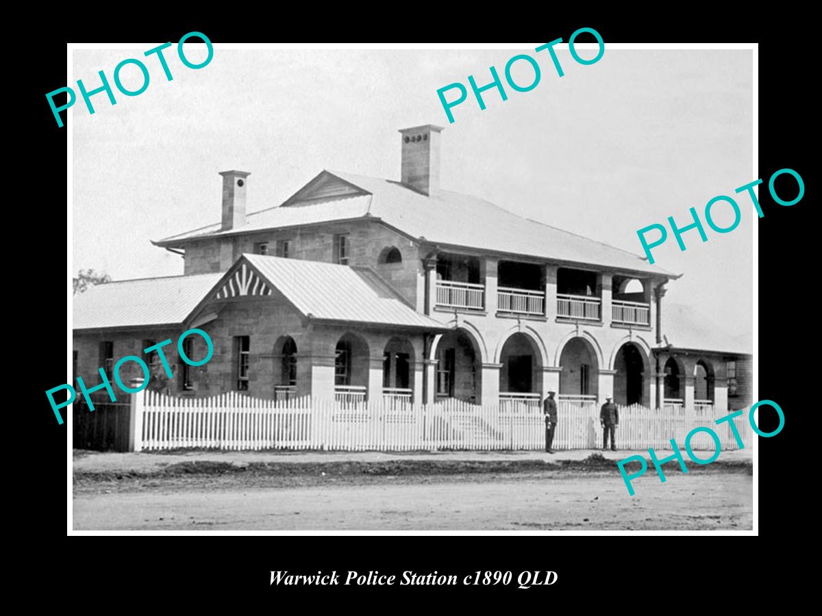 OLD LARGE HISTORIC PHOTO OF WARWICK QLD, VIEW OF THE POLICE STATION c1890