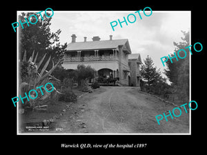 OLD LARGE HISTORIC PHOTO OF WARWICK QLD, VIEW OF THE HOSPITAL c1897