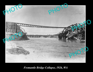 OLD LARGE HISTORIC PHOTO OF FREMANTLE WESTERN AUSTRALIA, BRIDGE COLLAPSE c1926