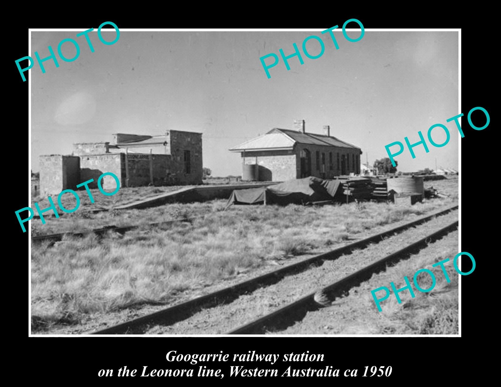 OLD LARGE HISTORIC PHOTO OF GOOGARRIE RAILWAY STATION, WESTERN AUSTRALIA c1950