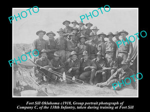 OLD HISTORIC PHOTO OF FORT SILL OKLAHOMA c1918, 138th INFANTRY GROUP US ARRM