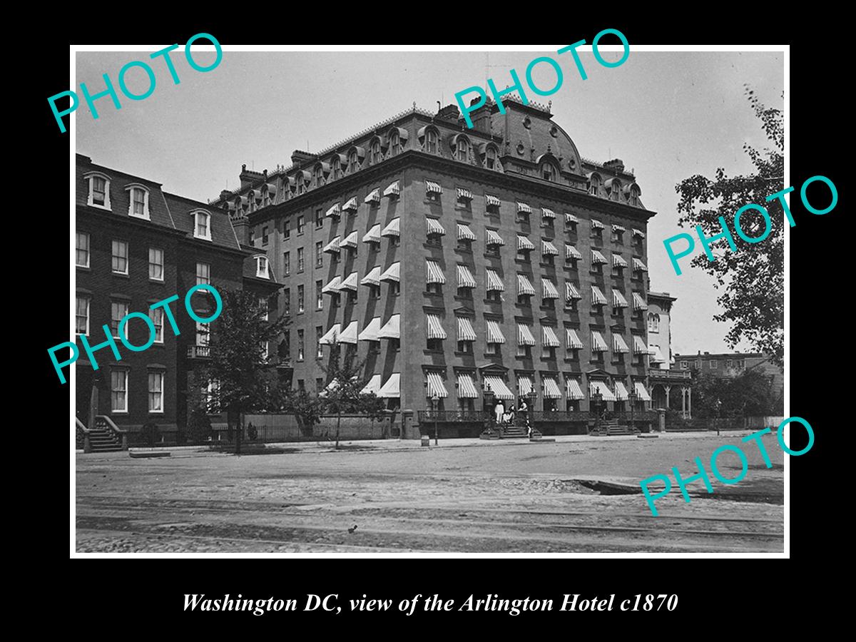 OLD LARGE HISTORIC PHOTO OF WASHINGTON DC, VIEW OF ARLINGTON HOTEL c1870