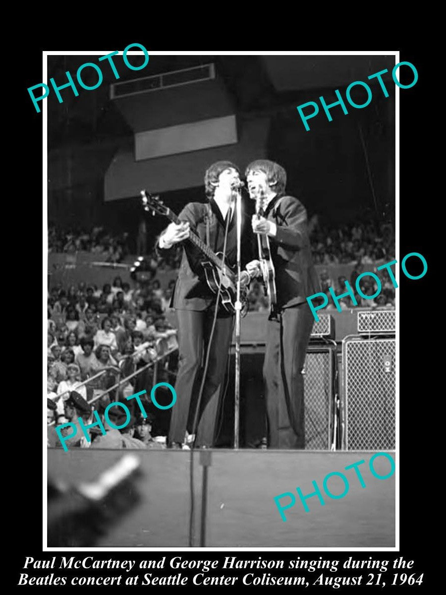 OLD HISTORIC PHOTO OF SEATTLE USA, THE BEATLES IN CONCERT, PAUL McCARTNEY 1964