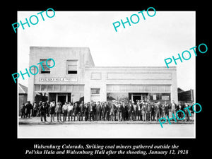 OLD LARGE HISTORIC PHOTO OF WALSENBURG COLORADO, THE COAL MINERS STRIKE c1928