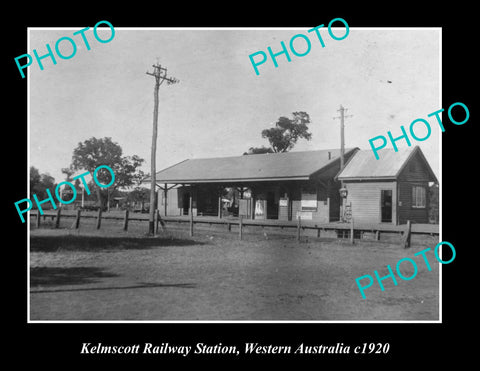 OLD LARGE HISTORIC PHOTO OF KELMSCOTT WESTERN AUSTRALIA, RAILWAY STATION c1920