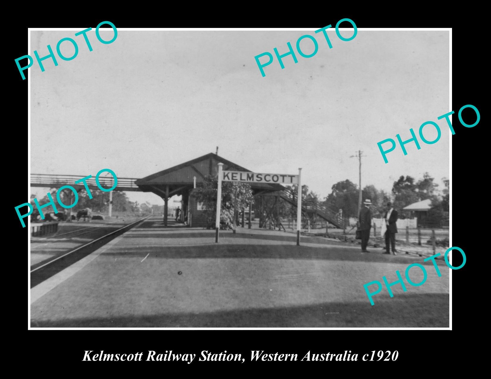 OLD LARGE HISTORIC PHOTO OF KELMSCOTT WESTERN AUSTRALIA, RAILWAY STATION c1920 1