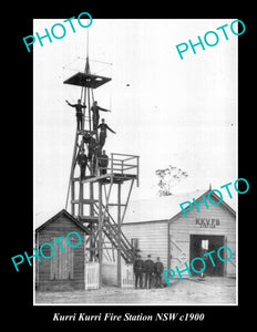 OLD LARGE HISTORIC PHOTO OF KURRI KURRI NSW, VIEW OF FIRE STATION c1900