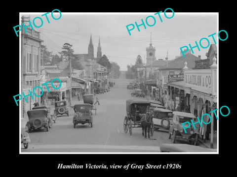 OLD LARGE HISTORIC PHOTO OF HAMILTON VICTORIA, VIEW OF GRAY STREET c1920