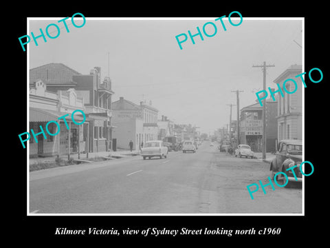 OLD LARGE HISTORIC PHOTO OF KILMORE VICTORIA, VIEW OF SYDNEY STREET c1960