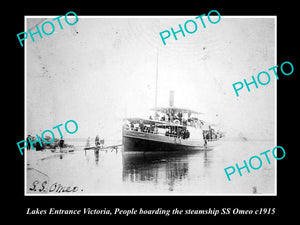 OLD LARGE HISTORIC PHOTO OF LAKES ENTRANCE VICTORIA, STEAMSHIP SS OMEO 1915