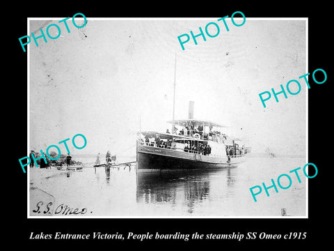 OLD LARGE HISTORIC PHOTO OF LAKES ENTRANCE VICTORIA, STEAMSHIP SS OMEO 1915