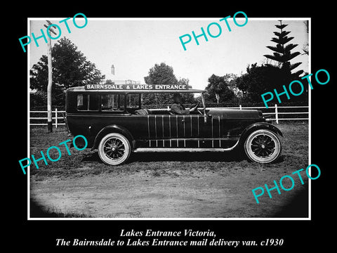 OLD LARGE HISTORIC PHOTO OF LAKES ENTRANCE VICTORIA BAIRNSDALE DELIVERY VAN 1930