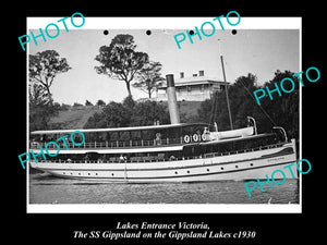 OLD LARGE HISTORIC PHOTO OF LAKES ENTRANCE VICTORIA, SS GIPPSLAND STEAMSHIP 1930