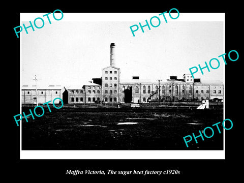 OLD LARGE HISTORIC PHOTO OF MAFFRA VICTORIA, VIEW OF THE SUGAR BEET FACTORY 1920