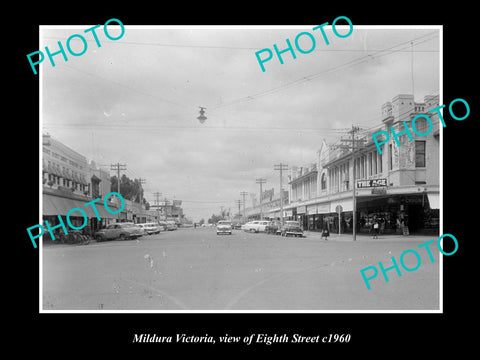 OLD LARGE HISTORIC PHOTO OF MILDURA VICTORIA, VIEW OF EIGHTH STREET c1960