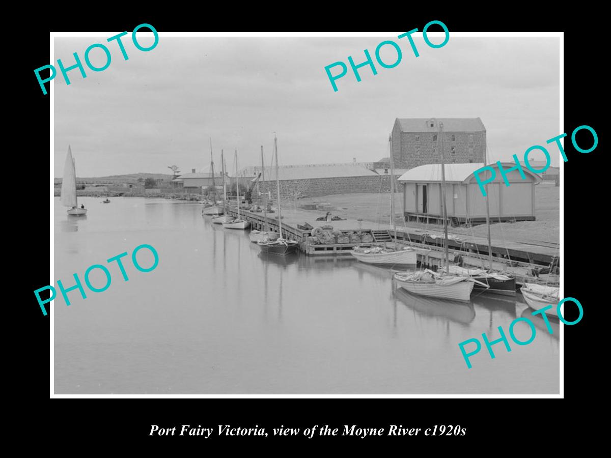 OLD LARGE HISTORIC PHOTO OF PORT FAIRY VICTORIA, VIEW OF THE MOYNE RIVER 1920s