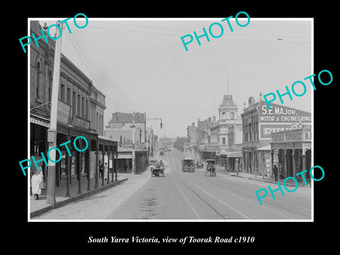 OLD LARGE HISTORIC PHOTO OF SOUTH YARRA VICTORIA, VIEW OF TOORAK ROAD c1910