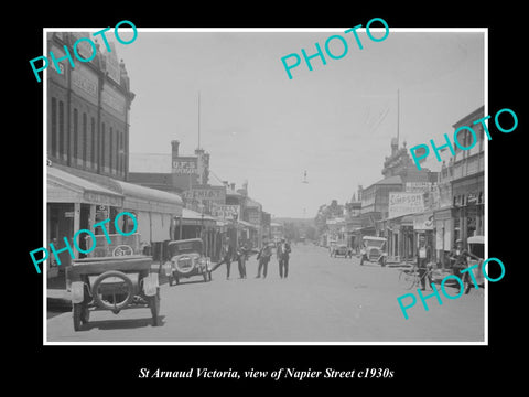 OLD LARGE HISTORIC PHOTO OF St ARNAUD VICTORIA, VIEW OF NAPIER STREET c1930