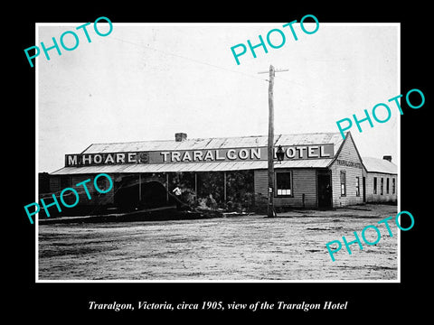 OLD LARGE HISTORIC PHOTO OF TRARALGON VICTORIA, VIEW OF THE TOWN HOTEL c1905