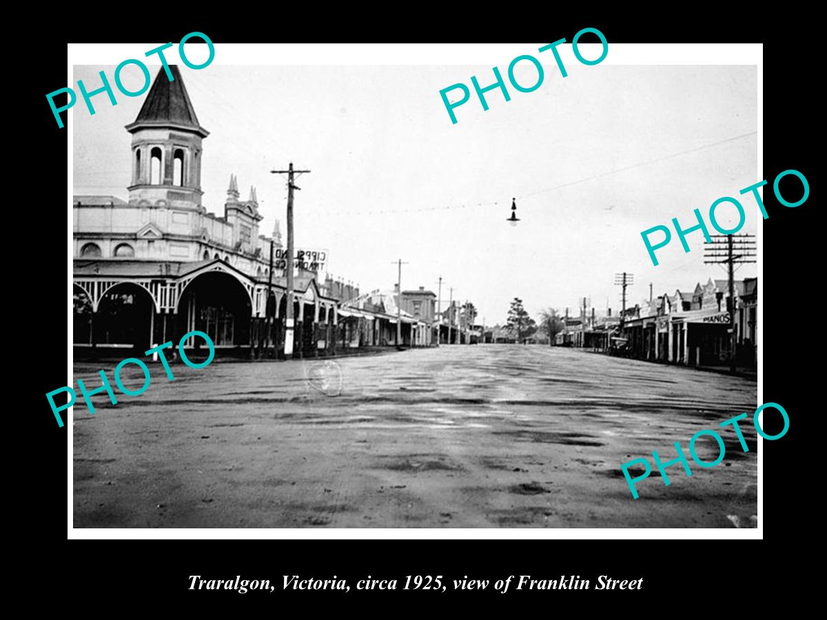 OLD LARGE HISTORIC PHOTO OF TRARALGON VICTORIA, VIEW OF FRANKLIN ST c1925