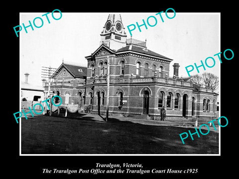 OLD LARGE HISTORIC PHOTO OF TRARALGON VICTORIA, VIEW OF POST OFFICE c1925