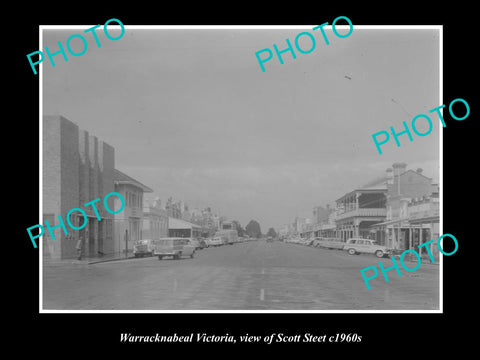 OLD LARGE HISTORIC PHOTO OF WARRACKNABEAL VICTORIA, VIEW OF SCOTT STREET c1960