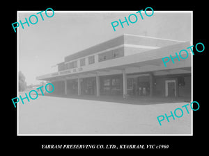 OLD LARGE HISTORIC PHOTO OF KYABRAM VICTORIA, THE PRESERVING Co FACTORY c1960