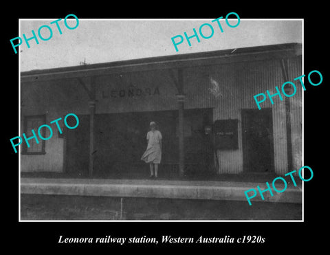 OLD LARGE HISTORIC PHOTO OF LEONORA WESTERN AUSTRALIA, RAILWAY STATION c1920