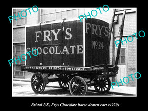 OLD LARGE HISTORIC PHOTO OF BRISTOL ENGLAND, FRYS CHOCOLATE DELIVERY CART c1920s