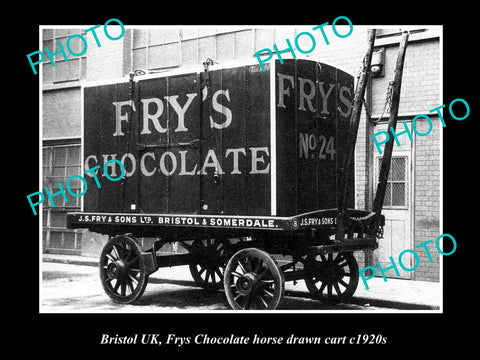 OLD LARGE HISTORIC PHOTO OF BRISTOL ENGLAND, FRYS CHOCOLATE DELIVERY CART c1920s