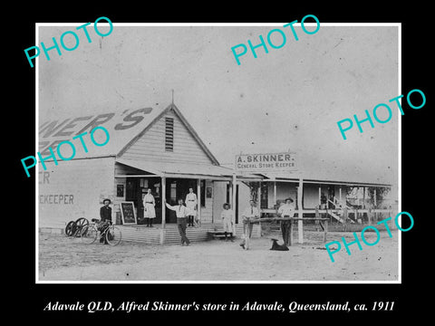 OLD LARGE HISTORIC PHOTO OF ADAVALE QUEENSLAND, SKINNERS GENERAL STORE c1911