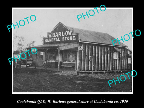 OLD LARGE HISTORIC PHOTO OF COOLABUNIA QLD, VIEW OF BARLOWS GENERAL STORE c1930