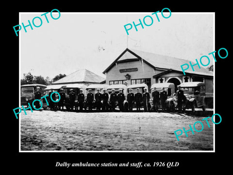 OLD LARGE HISTORIC PHOTO OF DALBY QUEENSLAND, TOWN QATB AMBULANCE STATION 1926