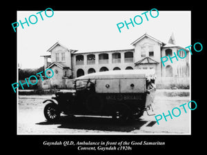 OLD LARGE HISTORIC PHOTO OF GAYNDAH QLD, TOWN AMBULANCE & CONVENT c1920s