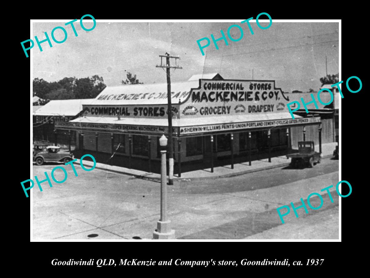 OLD LARGE HISTORIC PHOTO OF GOONDIWINDI QLD, McKENZIES GENERAL STORE 1937