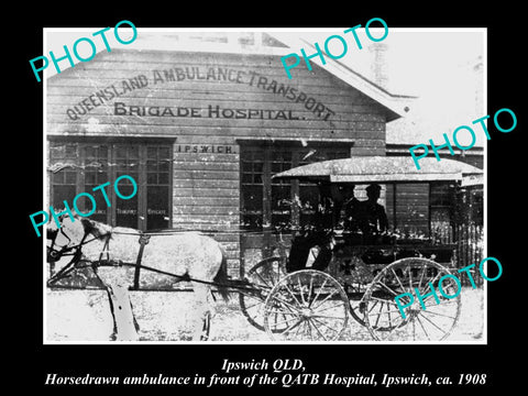 OLD LARGE HISTORIC PHOTO OF IPSWICH QLD, THE QUEENSLAND AMBULANCE STATION 1908