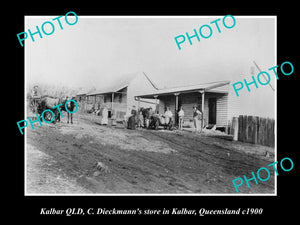 OLD LARGE HISTORIC PHOTO OF KALBAR QUEENSLAND, DIECKMANNS GENERAL STORE c1900