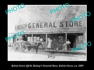 OLD LARGE HISTORIC PHOTO OF KELVIN GROVE QLD, VIEW OF BISHOPS GENERAL STORE 1889