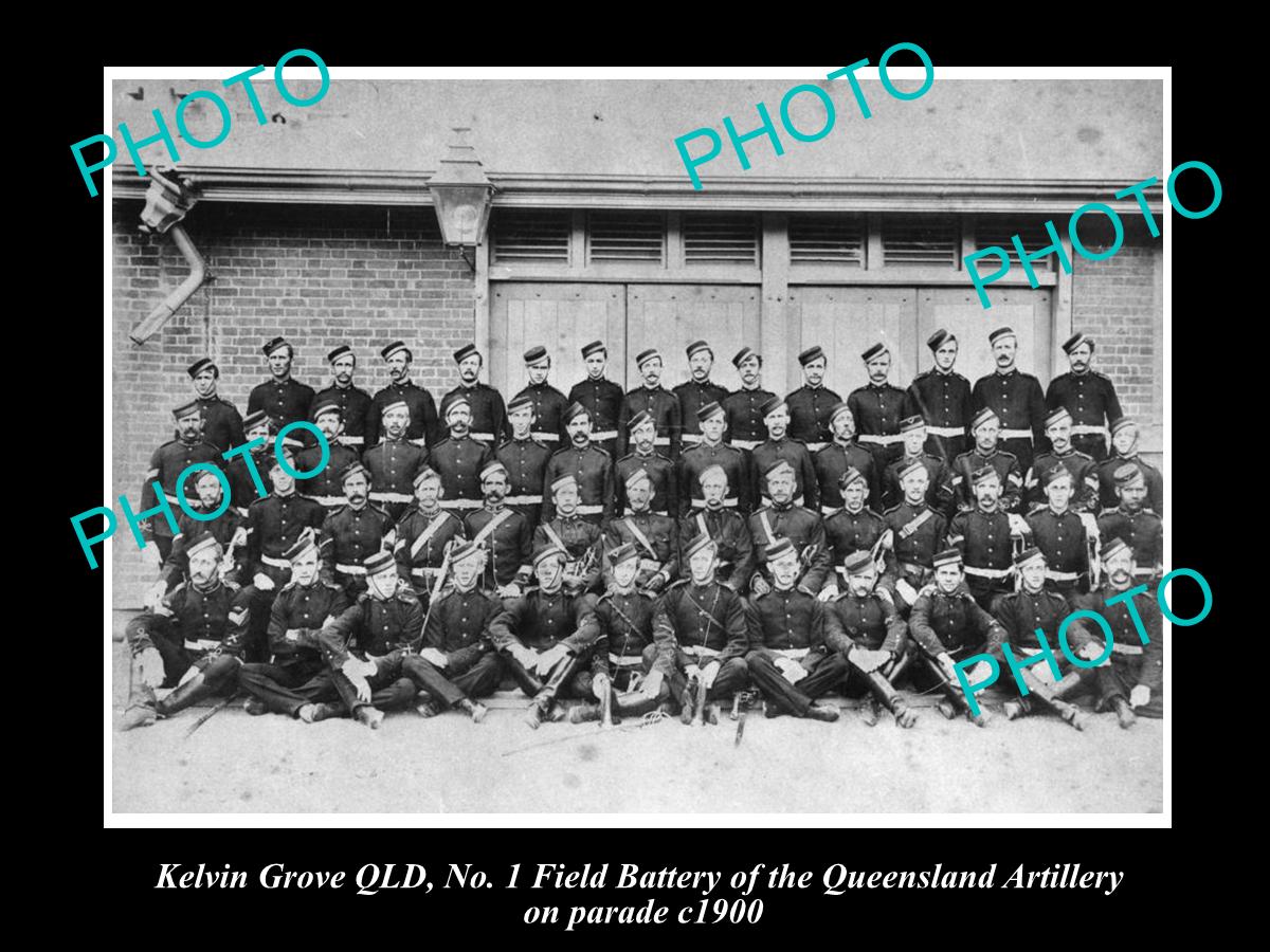 OLD LARGE HISTORIC PHOTO OF KELVIN GROVE, QLD ARTILLERY No 1 FIELD BATTERY 1900