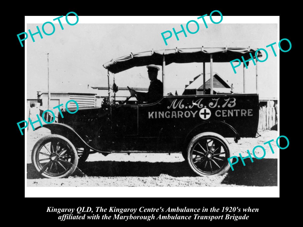 OLD LARGE HISTORIC PHOTO OF KINGAROY QLD, MARYBOROUGH AMBULANCE CAR 1920s