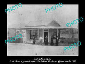 OLD LARGE HISTORIC PHOTO OF MITCHELTON QLD, VIEW OF BONES GENERAL STORE c1900