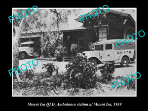 OLD LARGE HISTORIC PHOTO OF MOUNT ISA, QATB QUEENSLAND AMBULANCE STATION 1939