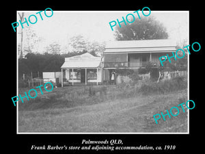 OLD LARGE HISTORIC PHOTO OF PALMWOODS QLD, VIEW OF BARBERS GENERAL STORE 1910