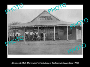 OLD LARGE HISTORIC PHOTO OF RICHMOND QLD, HARRINGTONS CASH STORE c1900